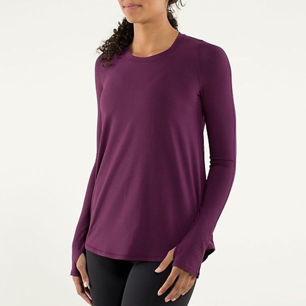 Lululemon Tuck and Flow Long Sleeve Yoga Running Pilates Top Plum Purple Fall